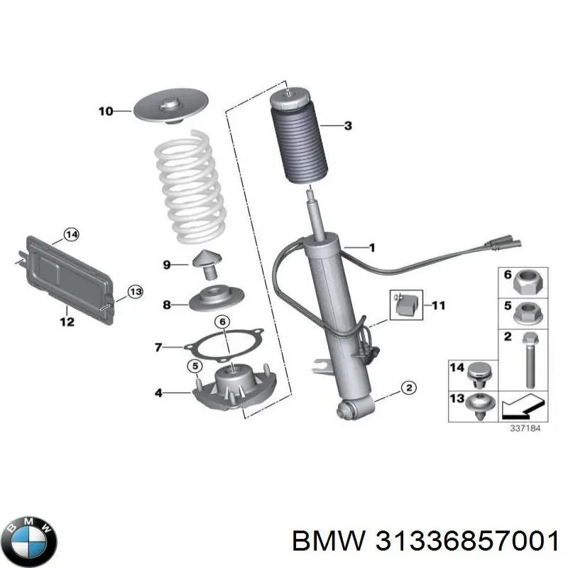 Comprar 31336857001 BMW Aislador de resorte delantero superior