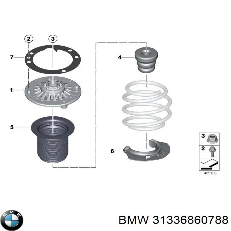 31336860788 BMW caja de muelle, eje trasero, inferior