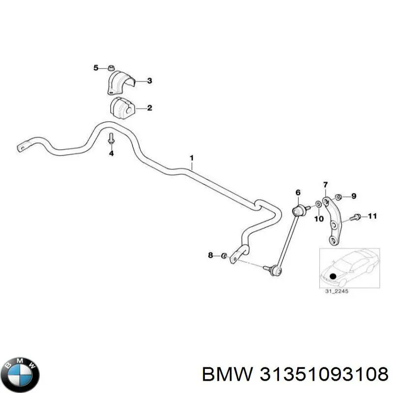 Buje de barra estabilizadora delantera 31351093108 BMW
