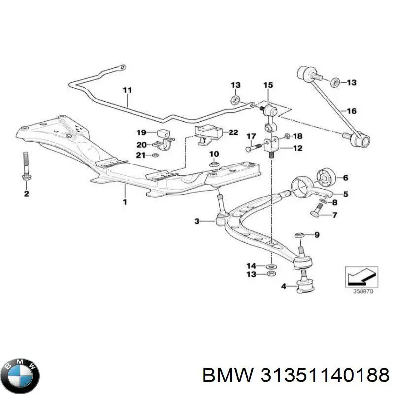 31351140188 BMW casquillo de barra estabilizadora delantera