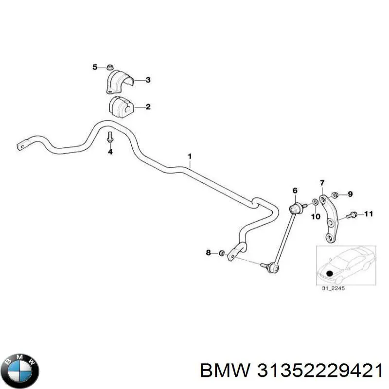 31352229421 BMW casquillo de barra estabilizadora delantera