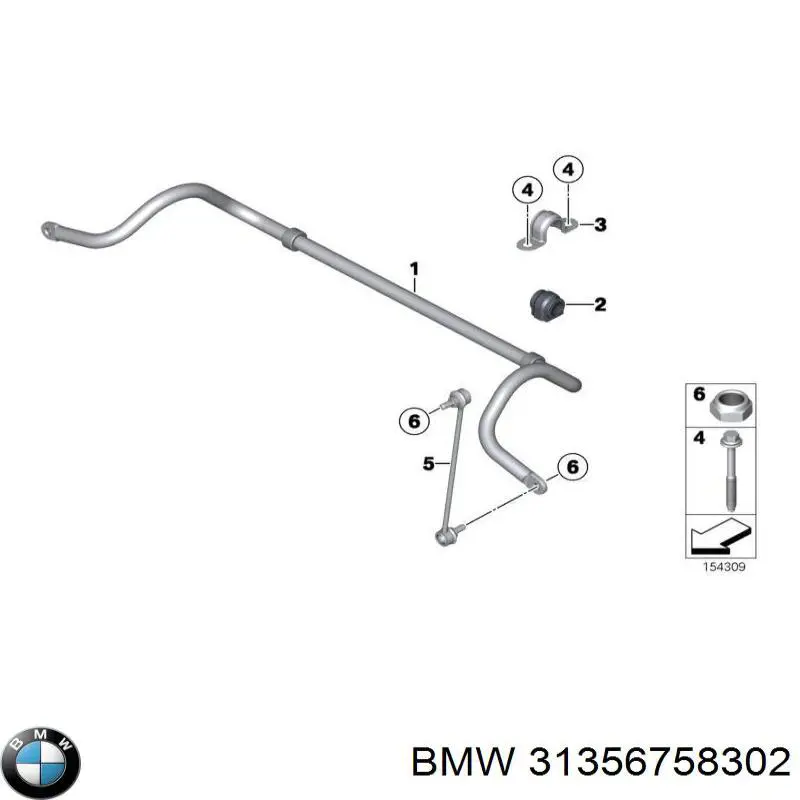 31356758302 BMW Buje de barra estabilizadora delantera