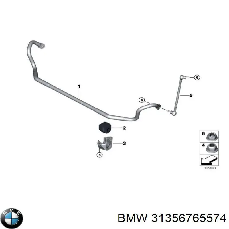 Buje de barra estabilizadora delantera 31356765574 BMW
