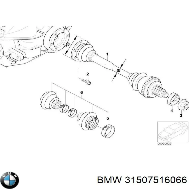 31507516066 BMW manguito de cambio de marcha (palanca selectora)