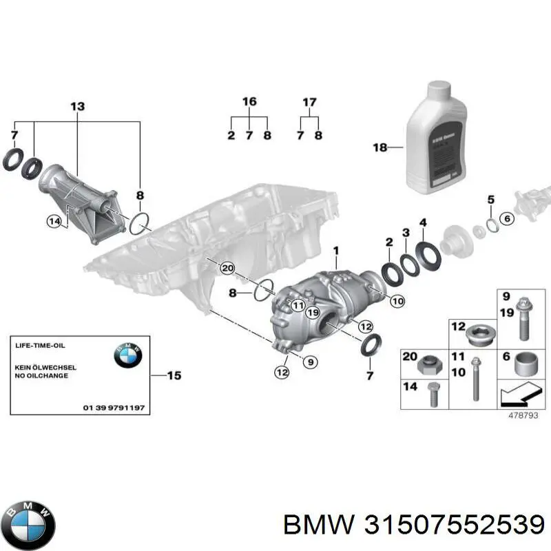Comprar 31507552539 BMW Soporte del rodamiento intermedio del semieje delantero
