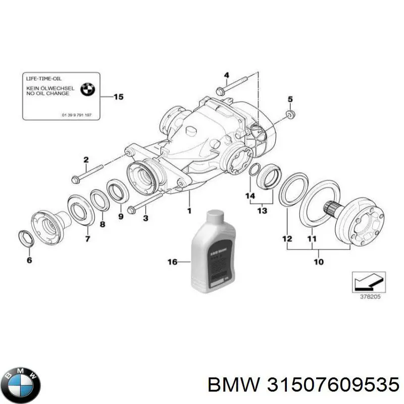 Anillo retén, Diferencial trasero para BMW X5 (E70)