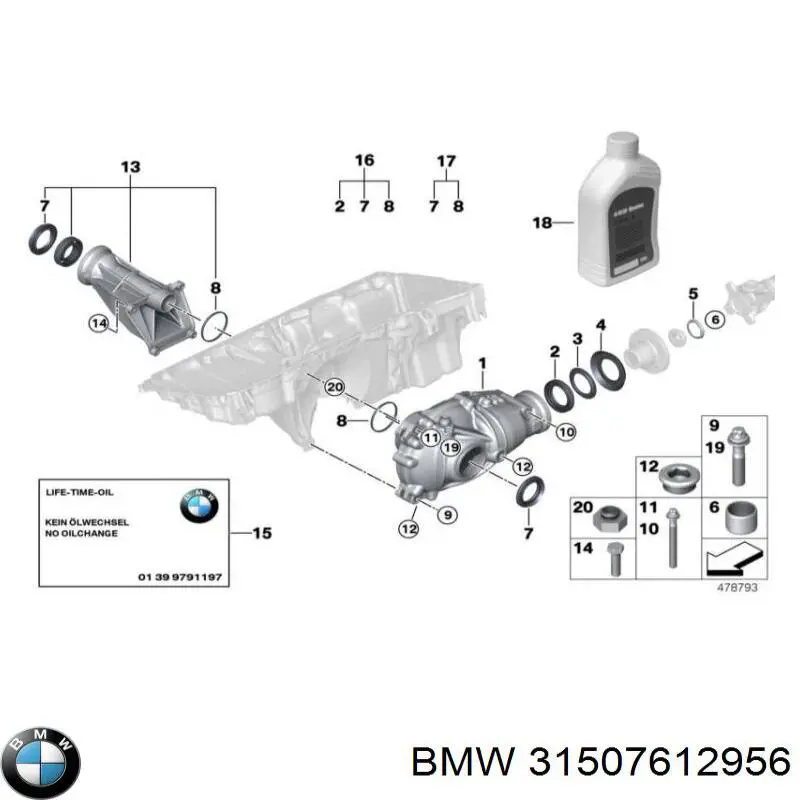 Diferencial eje delantero BMW 31507612956
