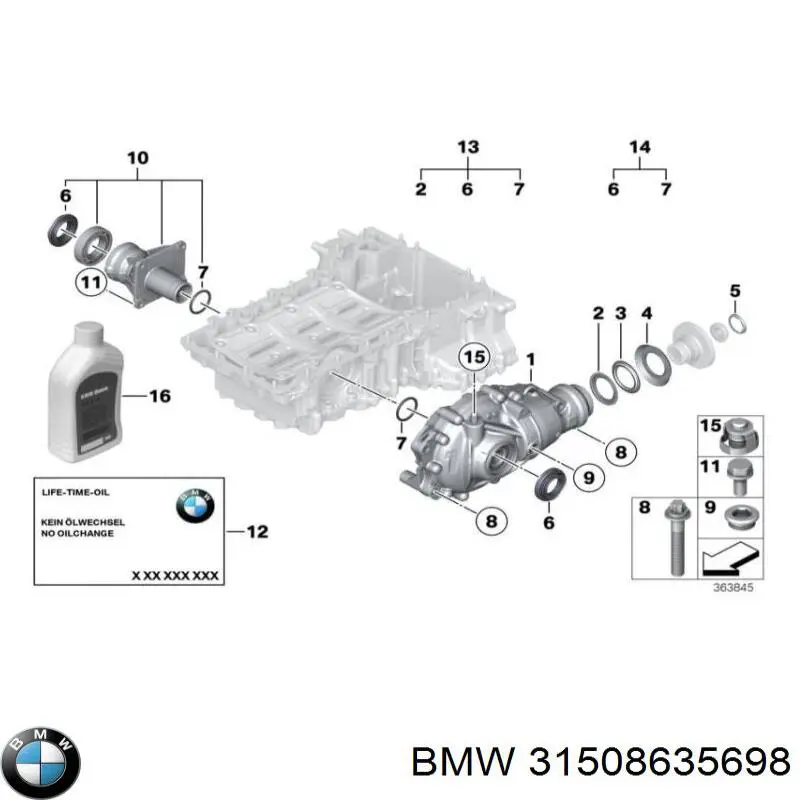 Caja de cambios Eje delantero para BMW 5 (F10)