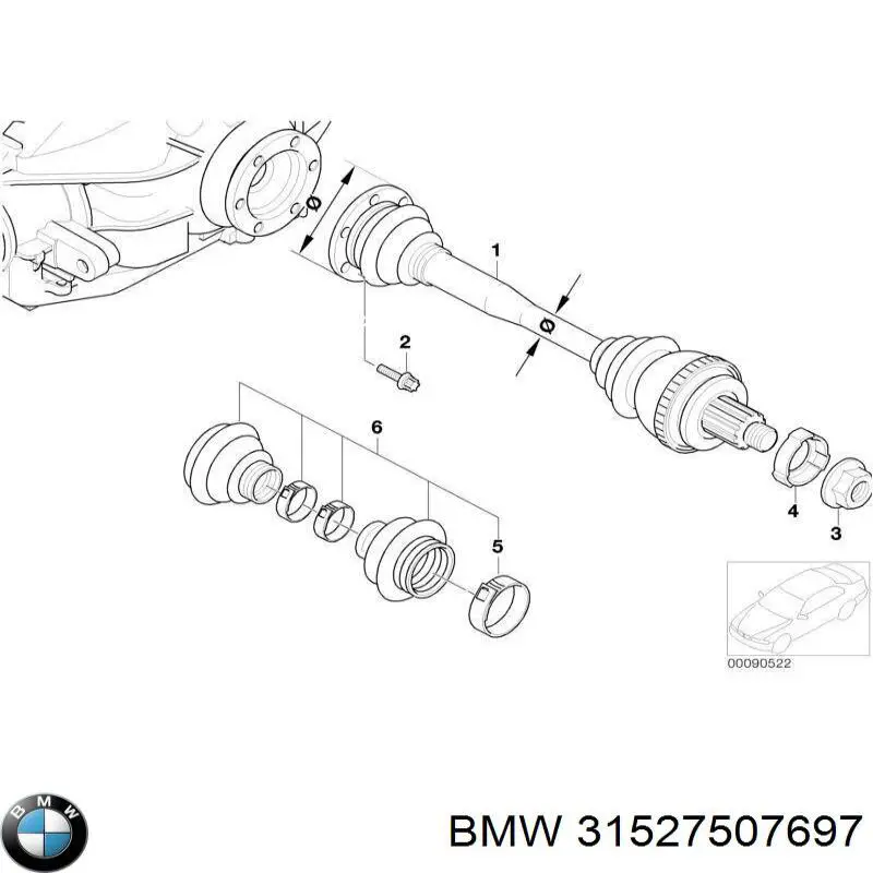 Retén del piñón del diferencial delantero 31527507697 BMW