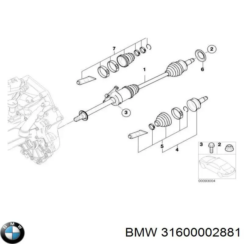 Comprar 31600002881 BMW Fuelle de semieje delantero interior