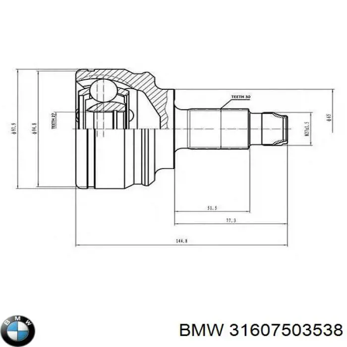 31607503538 BMW árbol de transmisión delantero derecho