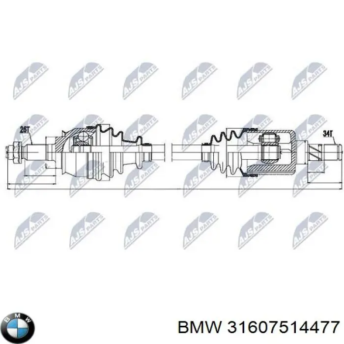 31607514477 BMW árbol de transmisión delantero izquierdo