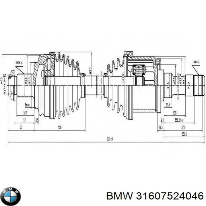 31607524046 BMW árbol de transmisión delantero derecho