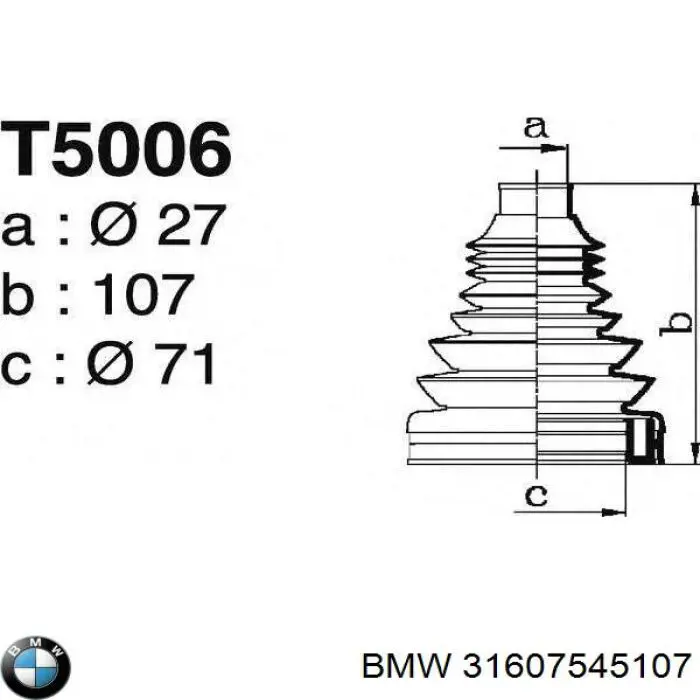 Fuelle, árbol de transmisión delantero interior Audi Q7 4MB, 4MG, 4MQ