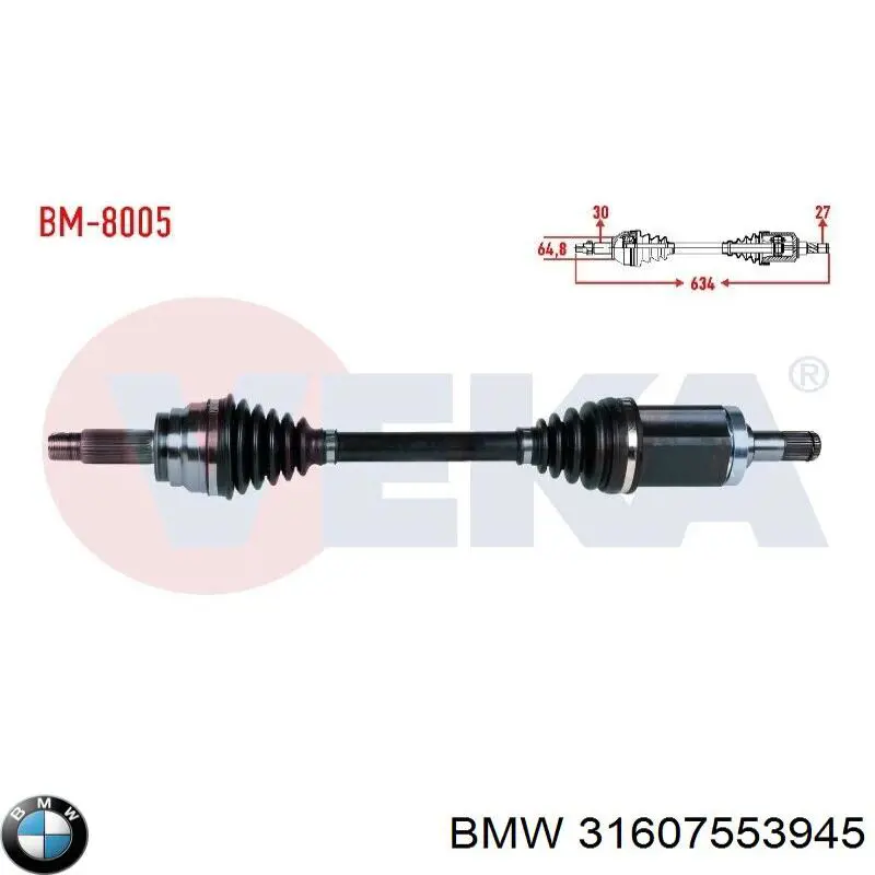 Semieje delantero izquierdo BMW 31607553945 precio, desde 102,28 EUR