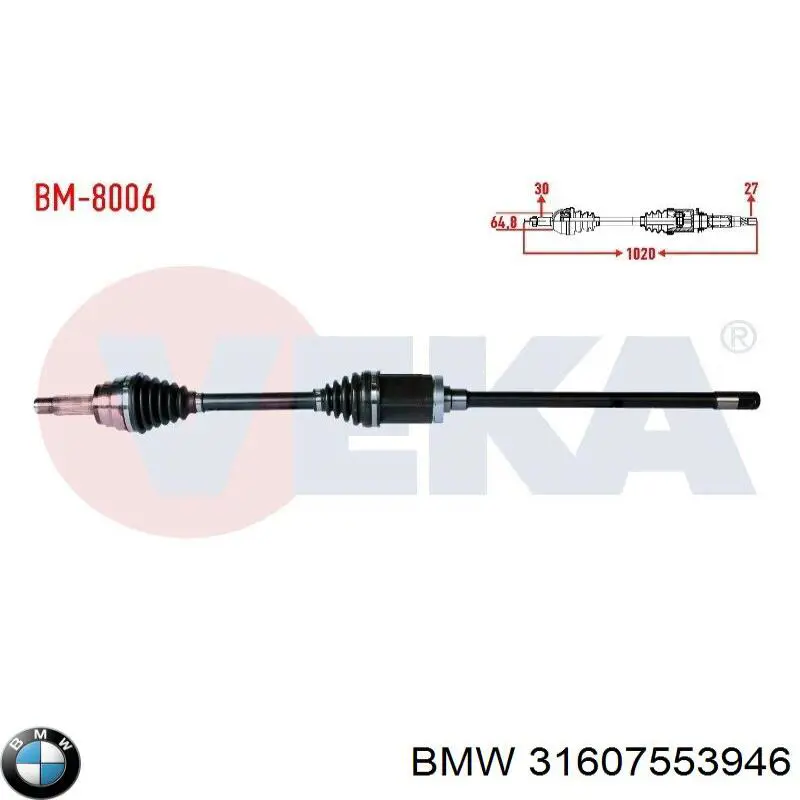 Semieje delantero derecho 31607553946 BMW