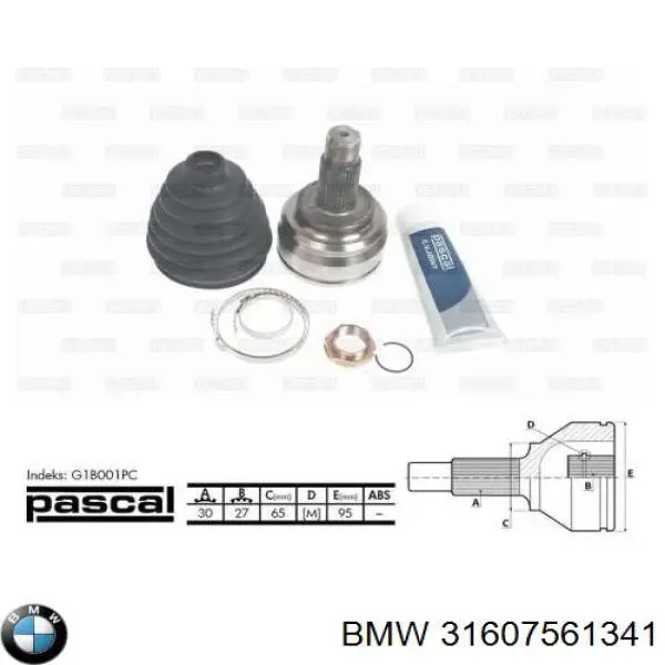 31607561341 BMW árbol de transmisión delantero izquierdo