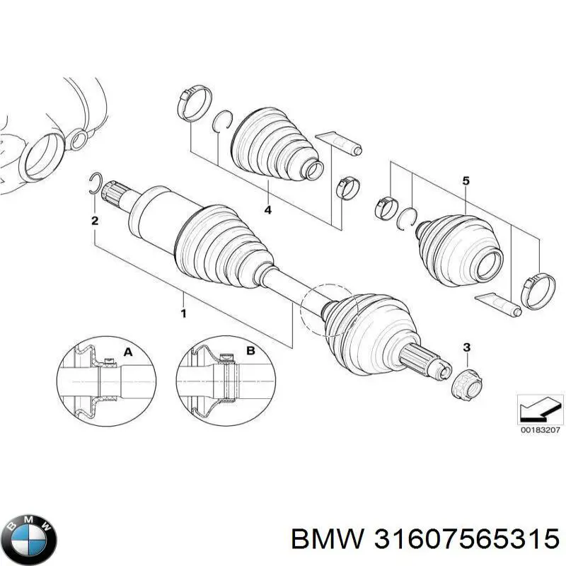 Fuelle de semieje delantero interior 31607565315 BMW