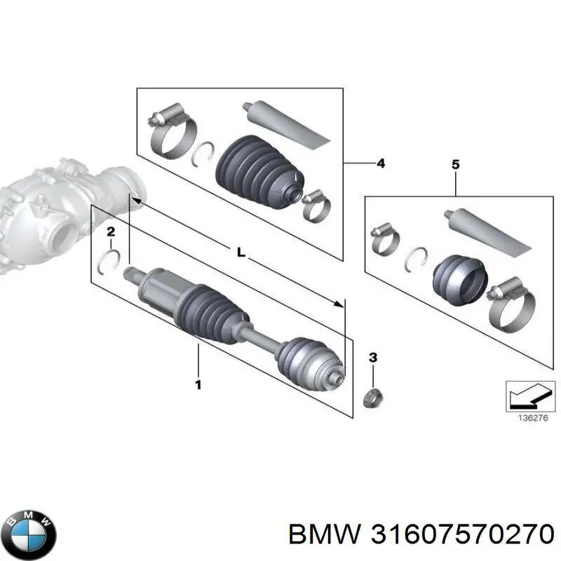 Fuelle, semieje delantero interior BMW 31607570270