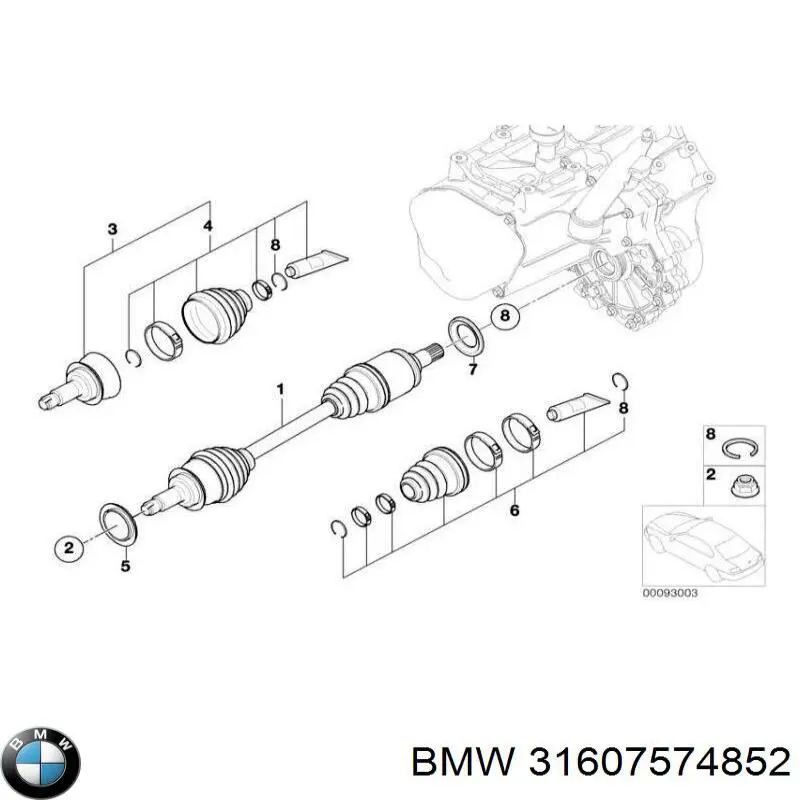 31607574852 BMW árbol de transmisión delantero izquierdo