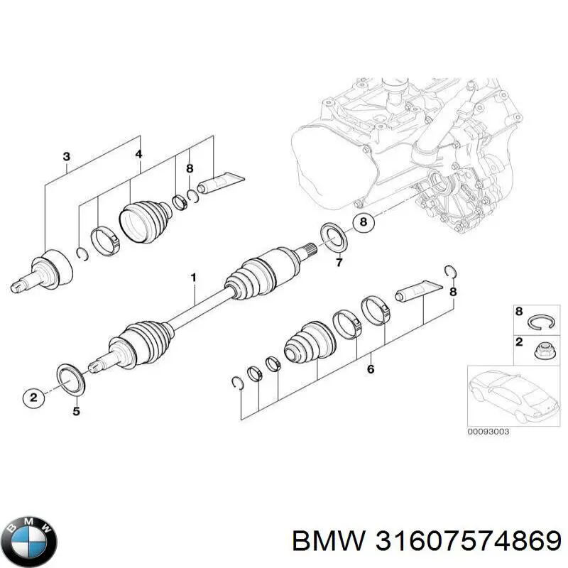 31607574869 BMW árbol de transmisión delantero izquierdo