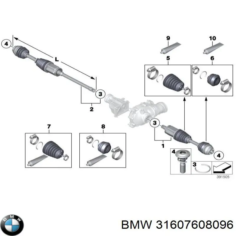 31607608096 BMW fuelle, árbol de transmisión delantero exterior