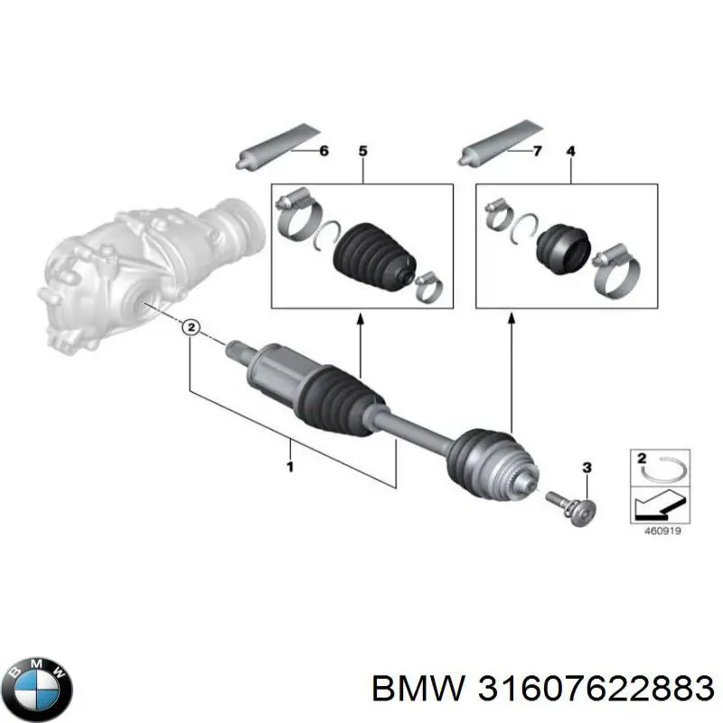 31607622883 BMW árbol de transmisión delantero izquierdo