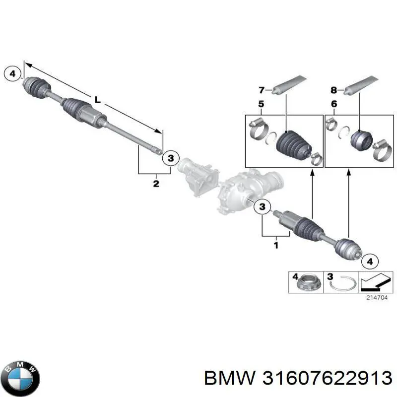 31607622913 BMW árbol de transmisión delantero izquierdo