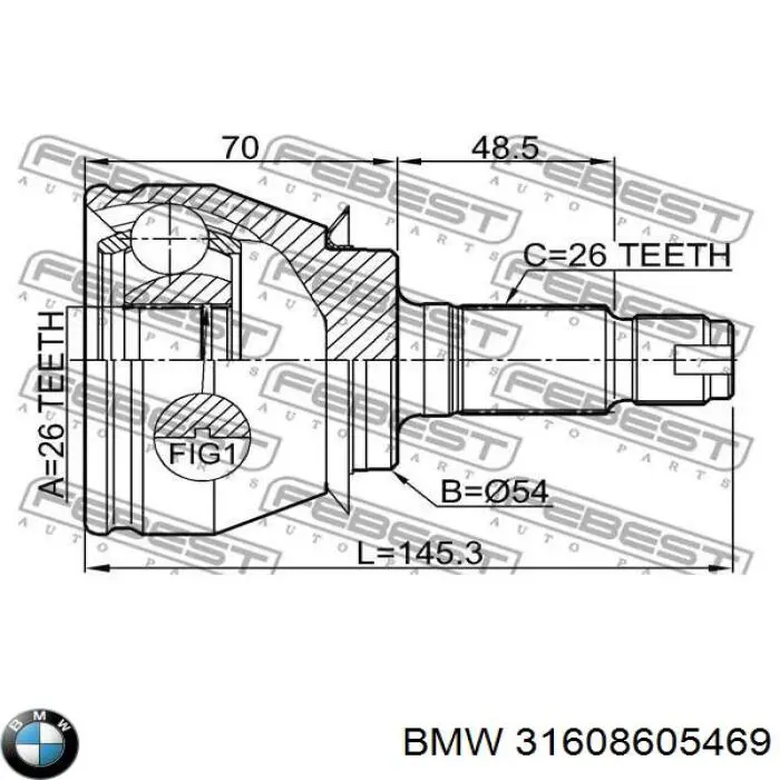Semieje delantero izquierdo BMW 31608605469 precio, desde 98,04 EUR