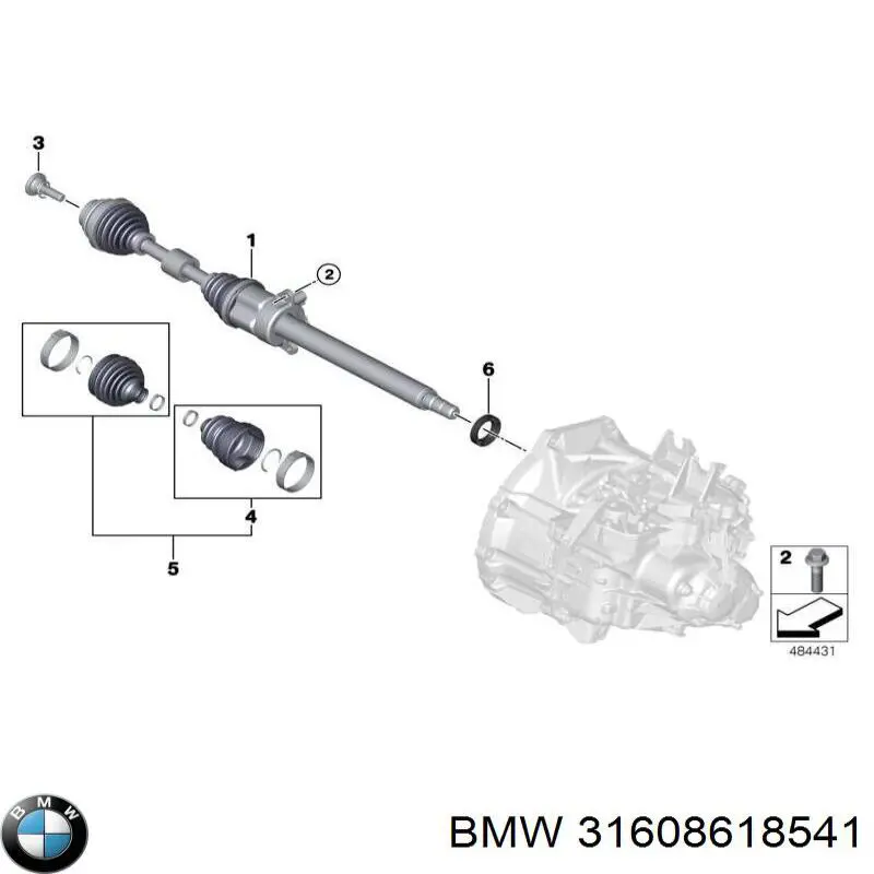 31608618541 BMW fuelle, árbol de transmisión delantero interior