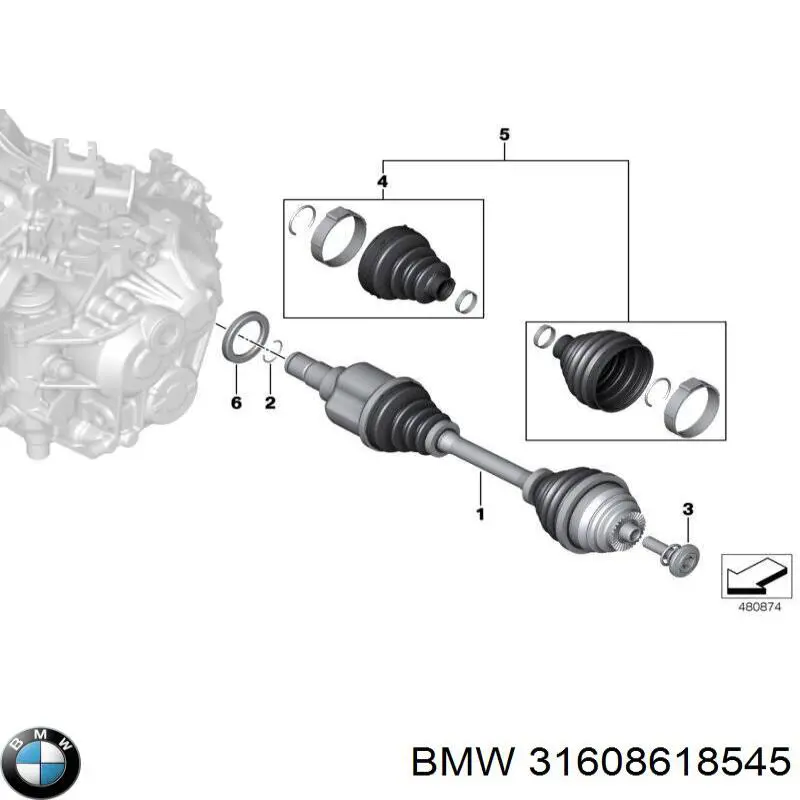 31608618545 BMW fuelle, árbol de transmisión delantero interior