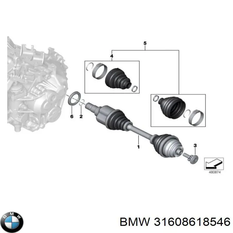 31608618546 BMW juego de fuelles, árbol de transmisión delantero