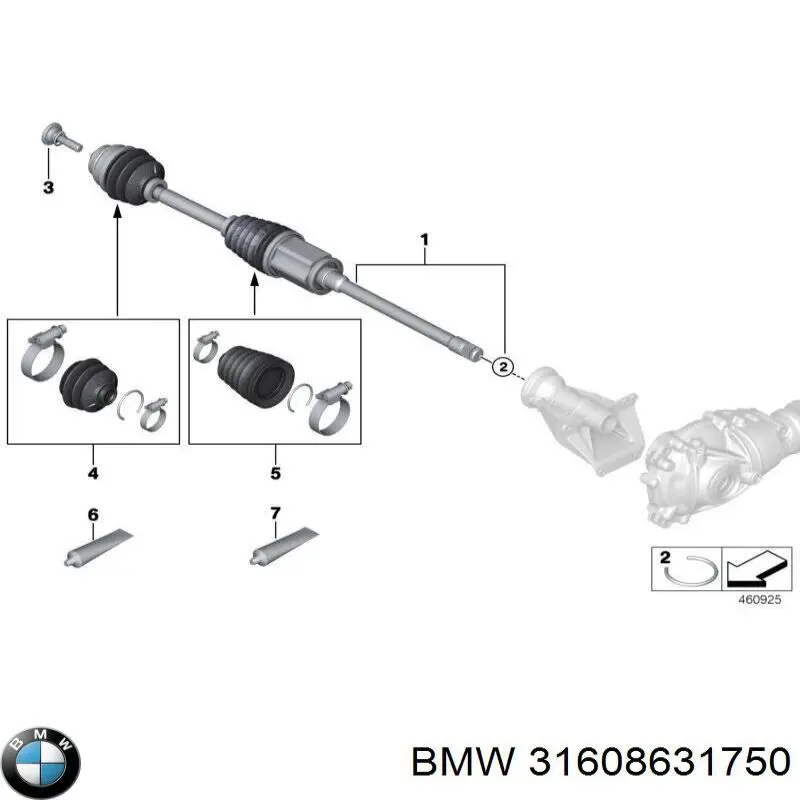 31608631750 BMW árbol de transmisión delantero derecho