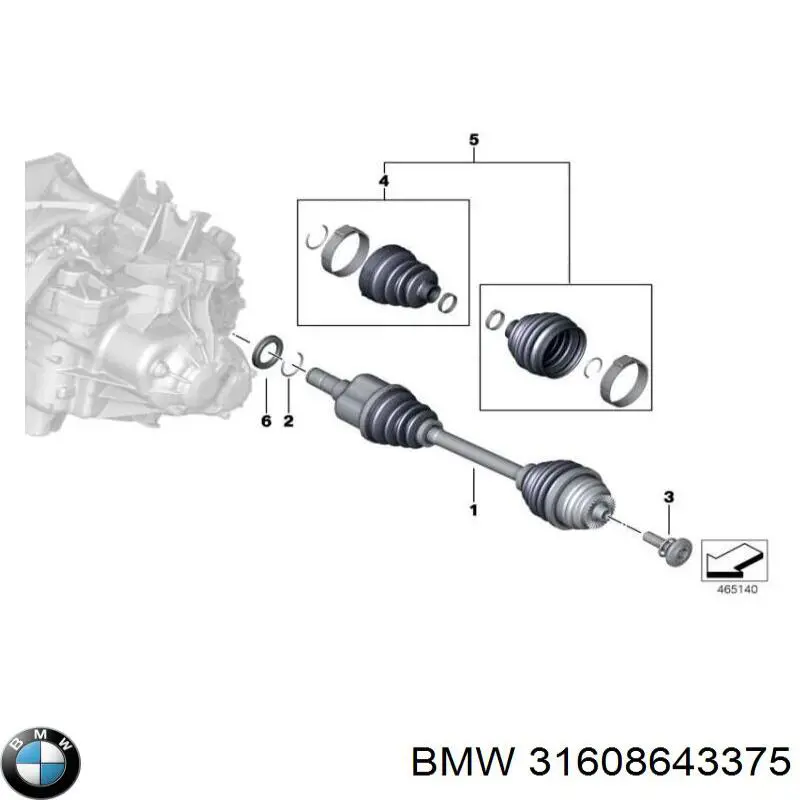 31608643375 BMW árbol de transmisión delantero izquierdo