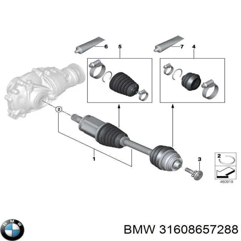 31608657288 BMW fuelle, árbol de transmisión delantero interior