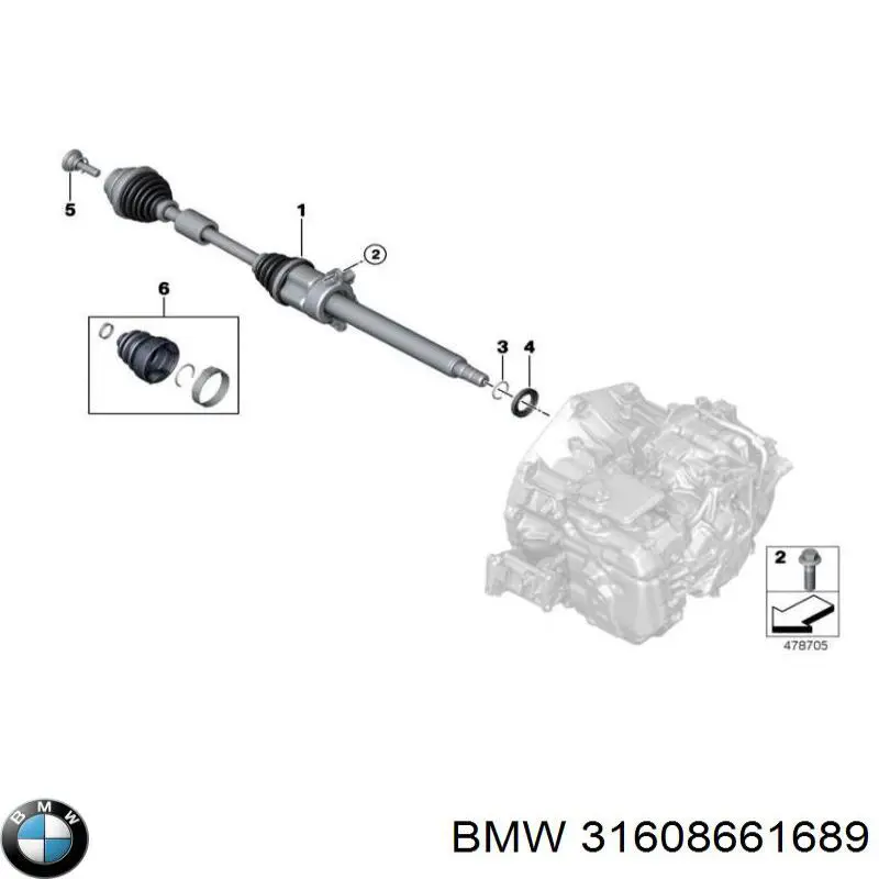 31608661689 BMW Semieje delantero izquierdo