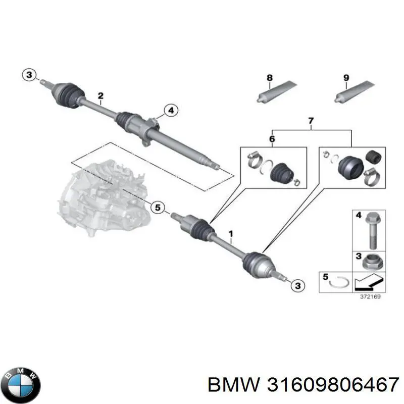31609806467 BMW árbol de transmisión delantero izquierdo