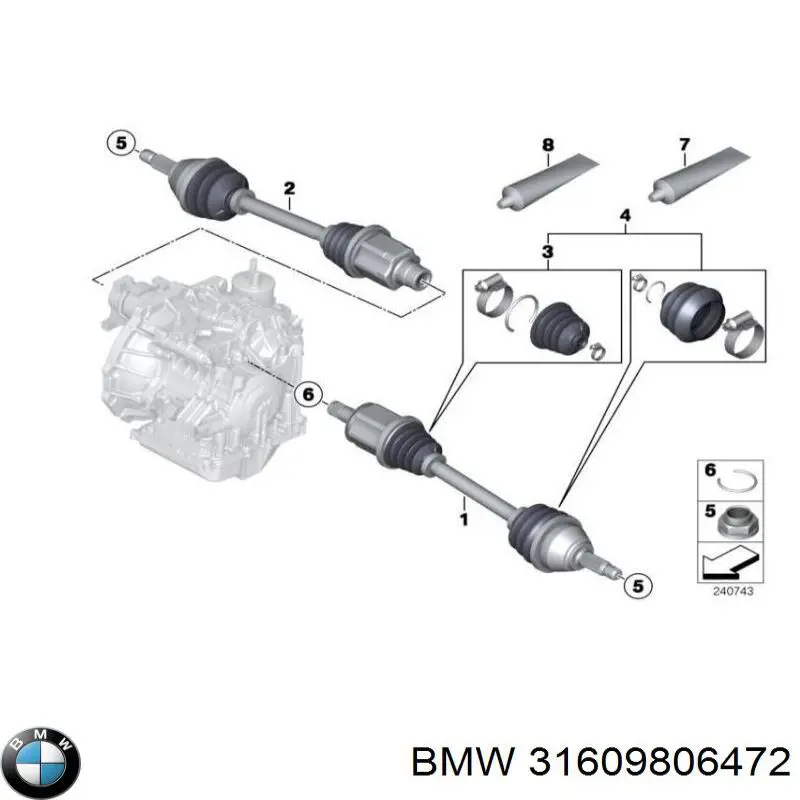 31609806472 BMW árbol de transmisión delantero derecho
