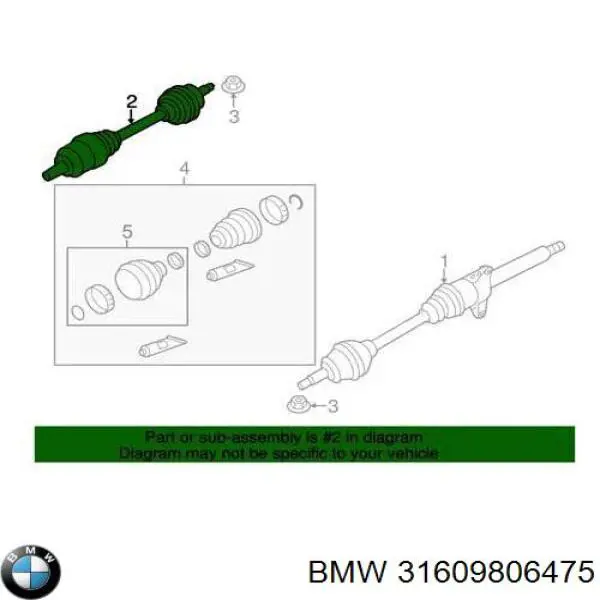31609806475 BMW árbol de transmisión delantero izquierdo
