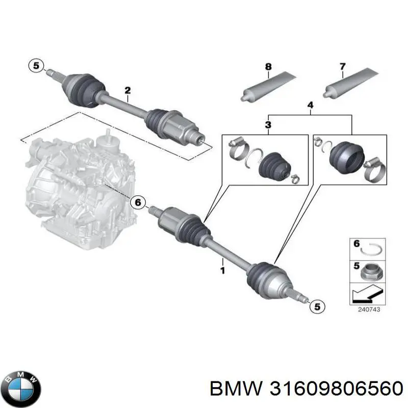 31609806560 BMW juego de fuelles, árbol de transmisión delantero