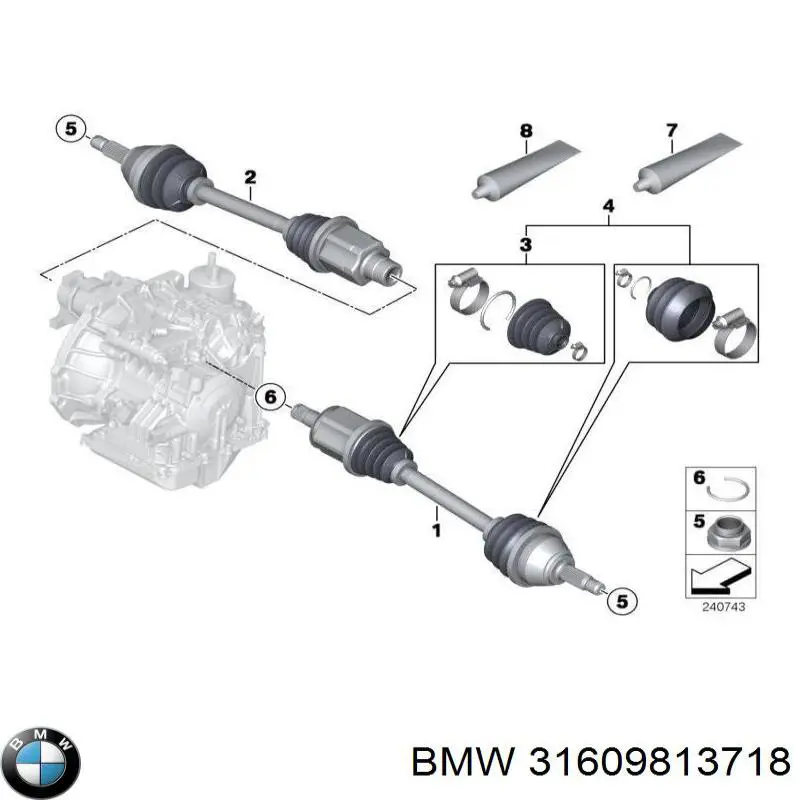Semieje delantero derecho BMW 31609813718 precio, desde 114,33 EUR