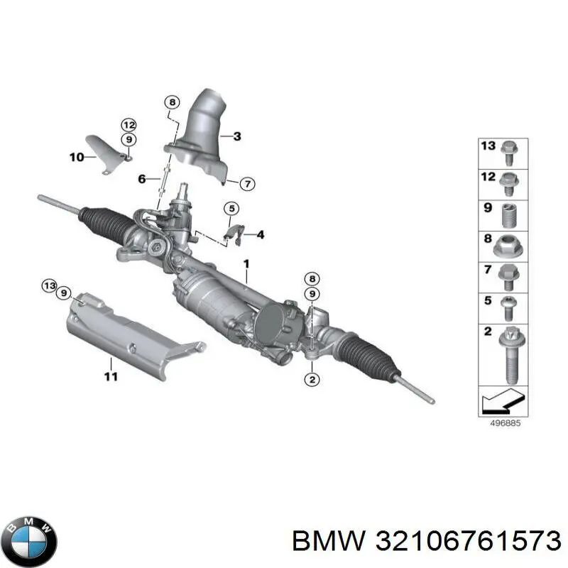 32105A3B7D9 BMW cremallera de dirección