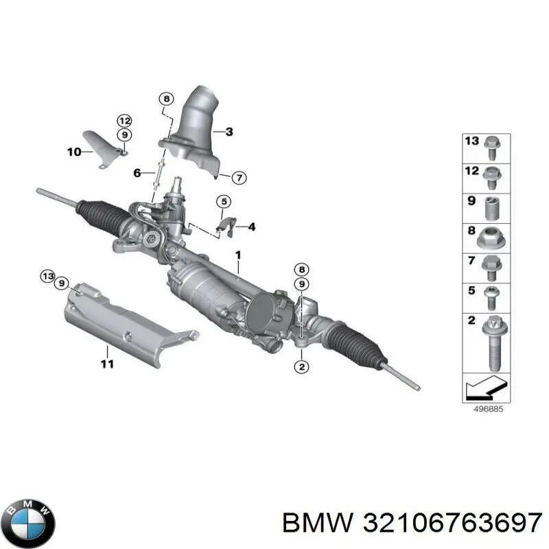 32106763697 BMW cremallera de dirección