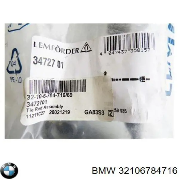 Barra de dirección completa izquierda BMW 32106784716