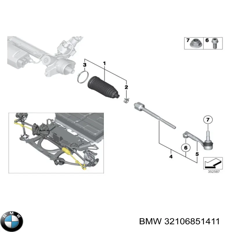 32106851411 BMW rótula barra de acoplamiento exterior