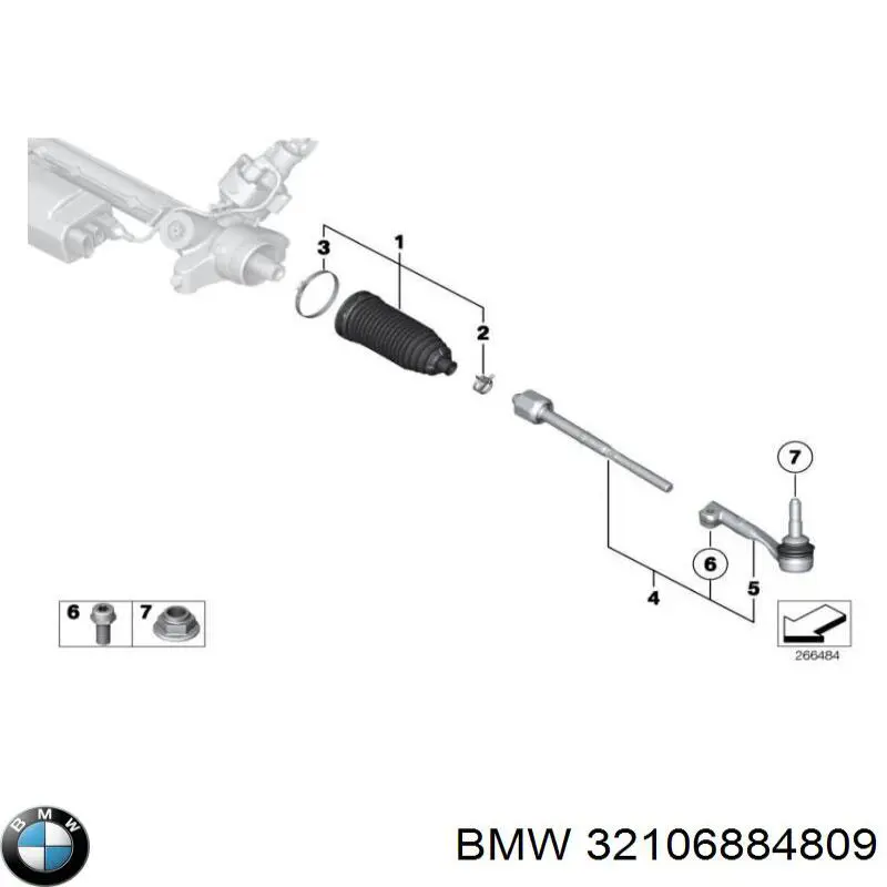 6884809 BMW barra de acoplamiento completa izquierda
