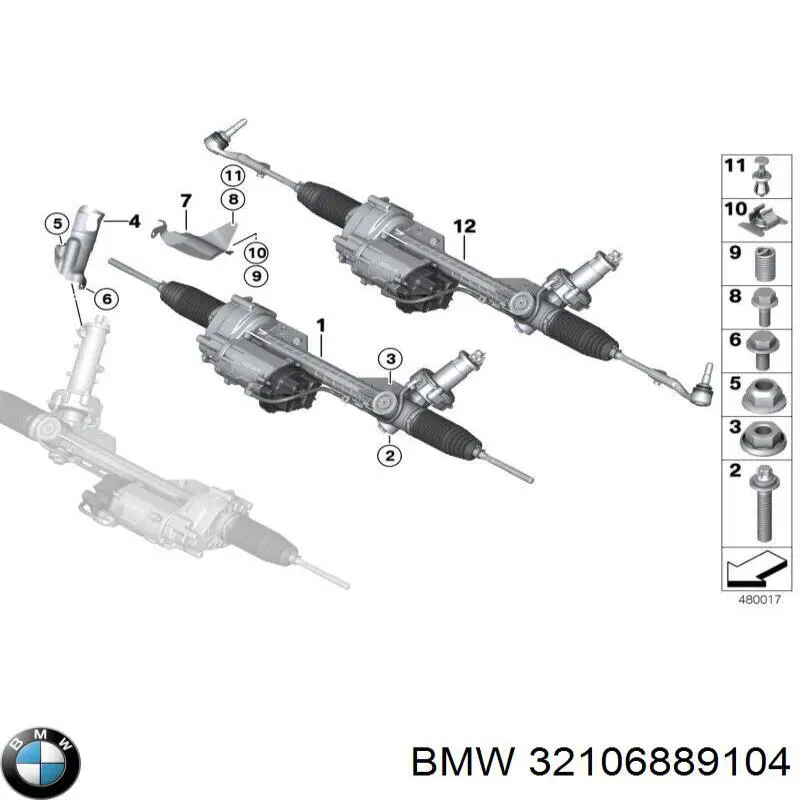 32106889104 BMW cremallera de dirección