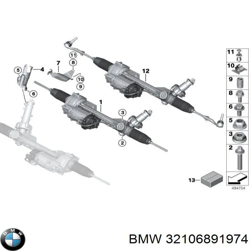 32106891974 BMW Juego de juntas, mecanismo de dirección