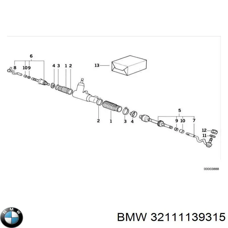 Barra de dirección completa izquierda 32111139315 BMW