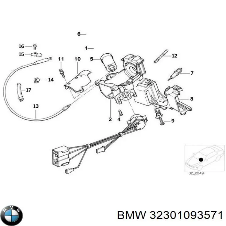 32301093571 BMW caja de сerradura de la dirección